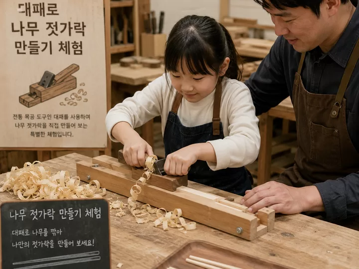 북토이의 「나만의 원목 젓가락 만들기」 체험 사진