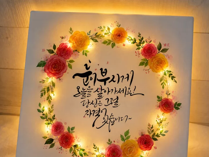 나의하루의 「캘리그라피 캔버스 조명」 체험 사진