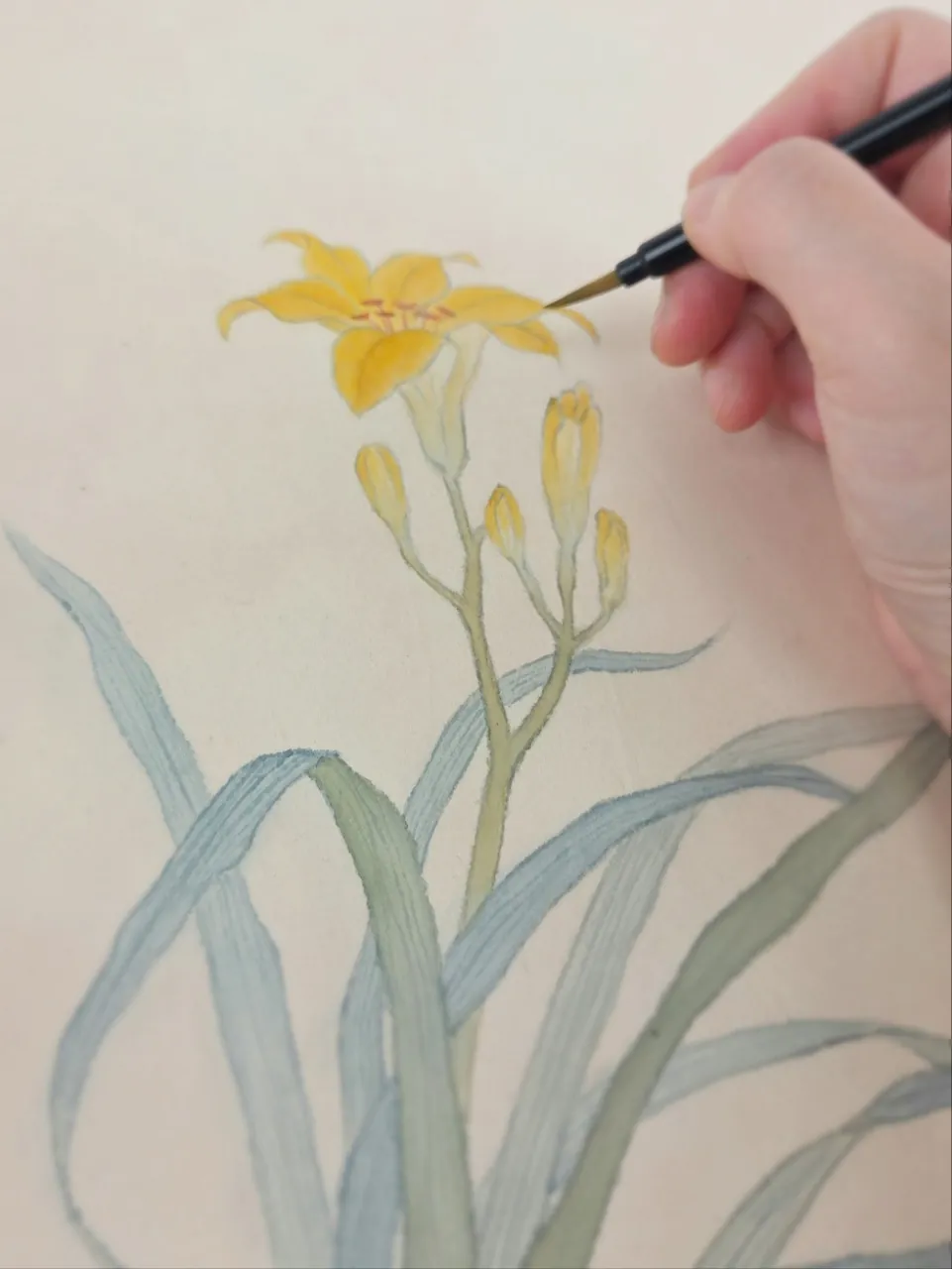 산수화훼도 : 원추리 그리기